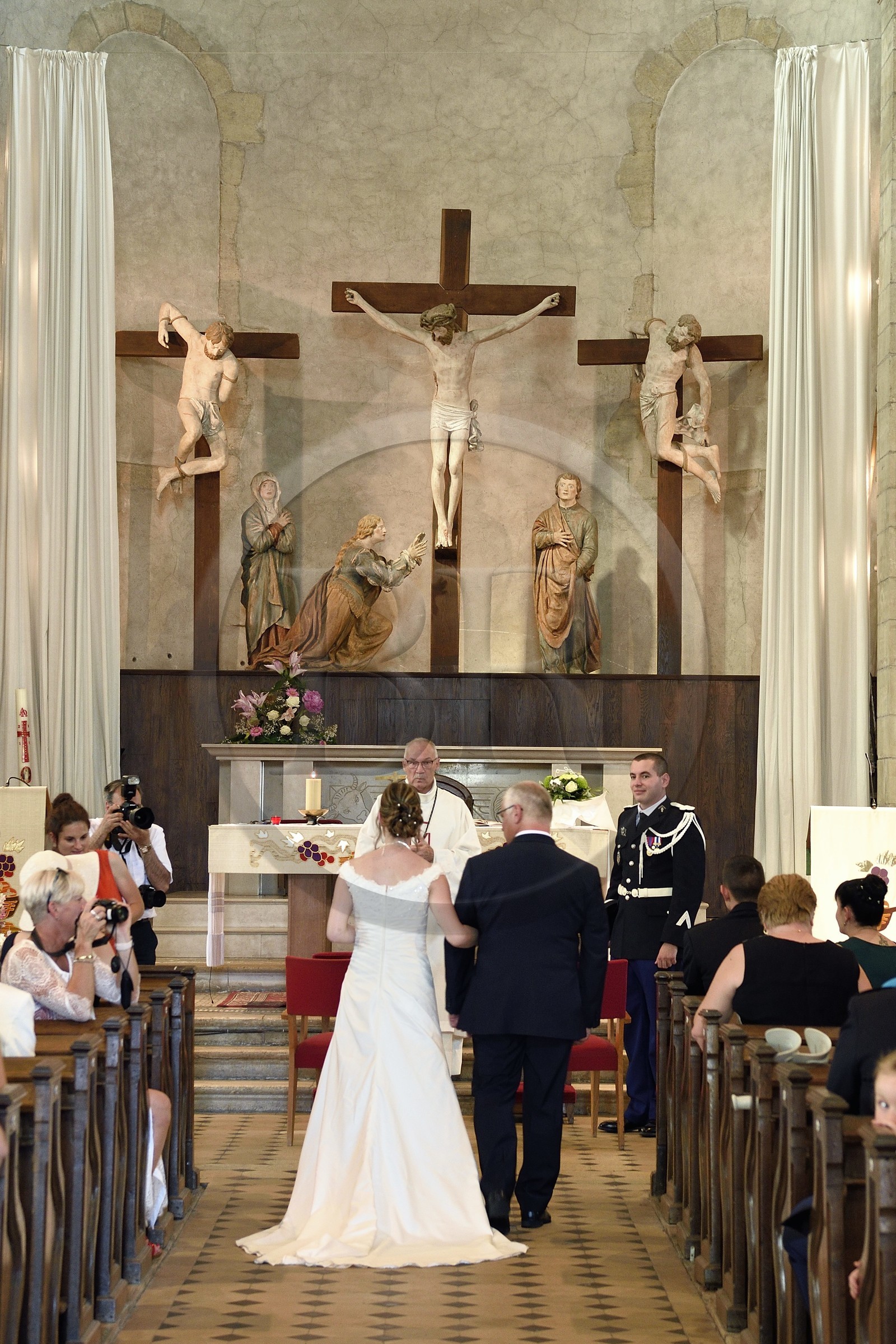 France, Meurthe et Moselle, Briey, St. Gengoult church, wedding in front of the Calvary attributed to the sculptor Ligier Richier (16th century)