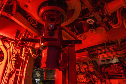 France, Morbihan, Lorient, Lorient La Base, former submarine base built by the Germans during the Second World War, submarine Flore S645 in service from 1964 to 1989 and its museum, central operation and its periscope