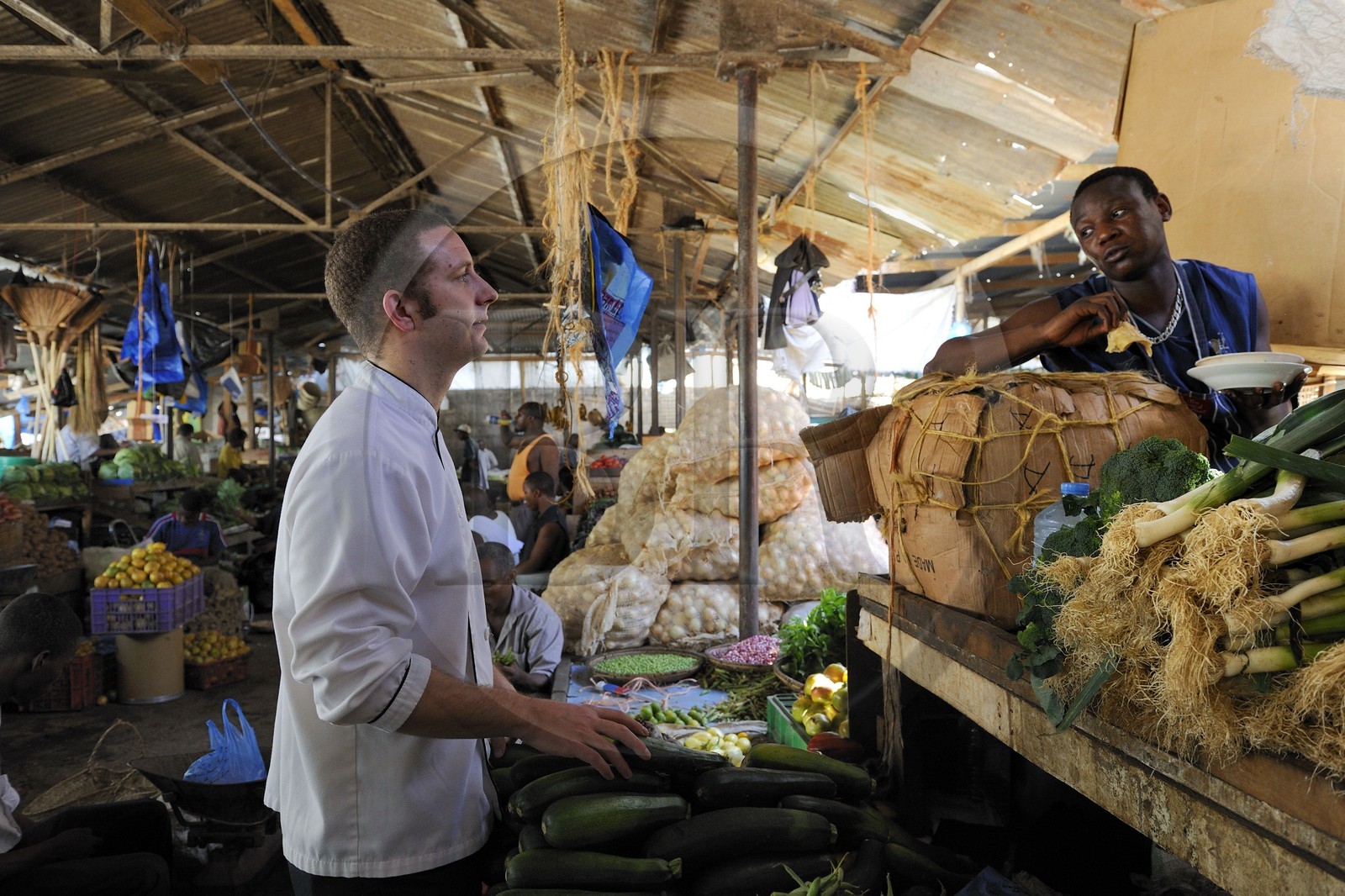 Tanzania, Dar es-Salaam, Benoit Letellier the french chef of the Movenpick at the Kisutu market