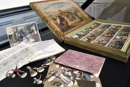 France, Aisne, Château-Thierry, Jean de La Fontaine Museum - city of Chateau-Thierry, 19th century games, products derived from La Fontaine's Fables