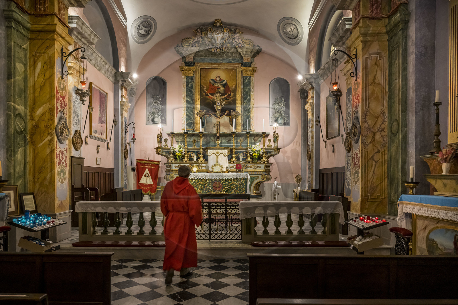 France, Alpes-Maritimes (06), Nice classée Patrimoine Mondial de l'UNESCO, le Vieux Nice, chapelle de la Très-Sainte-Trinité et du Saint-Suaire qui appartient à la confrérie des Pénitents rouges