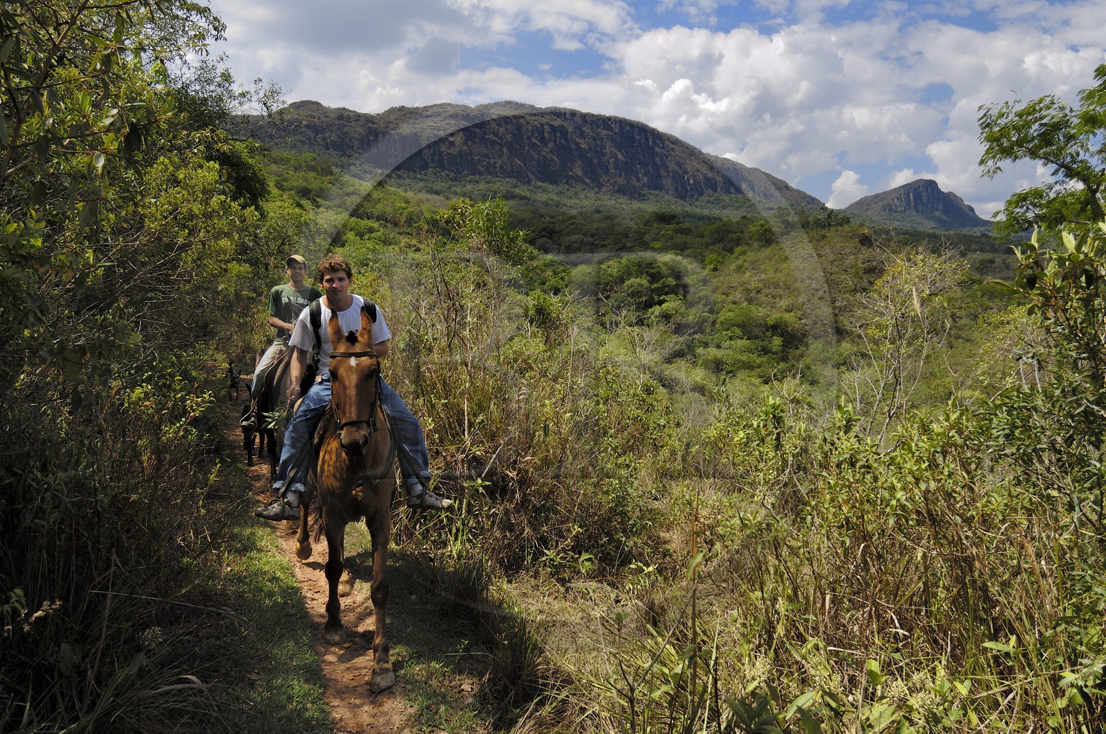 Brazil, Minas Gerais state, Tirandentes, riders on the former Gold Route (Estrada Real)