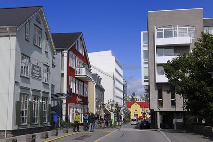 Islande, Reykjavik, rue Adalstraeti dans le centre ville