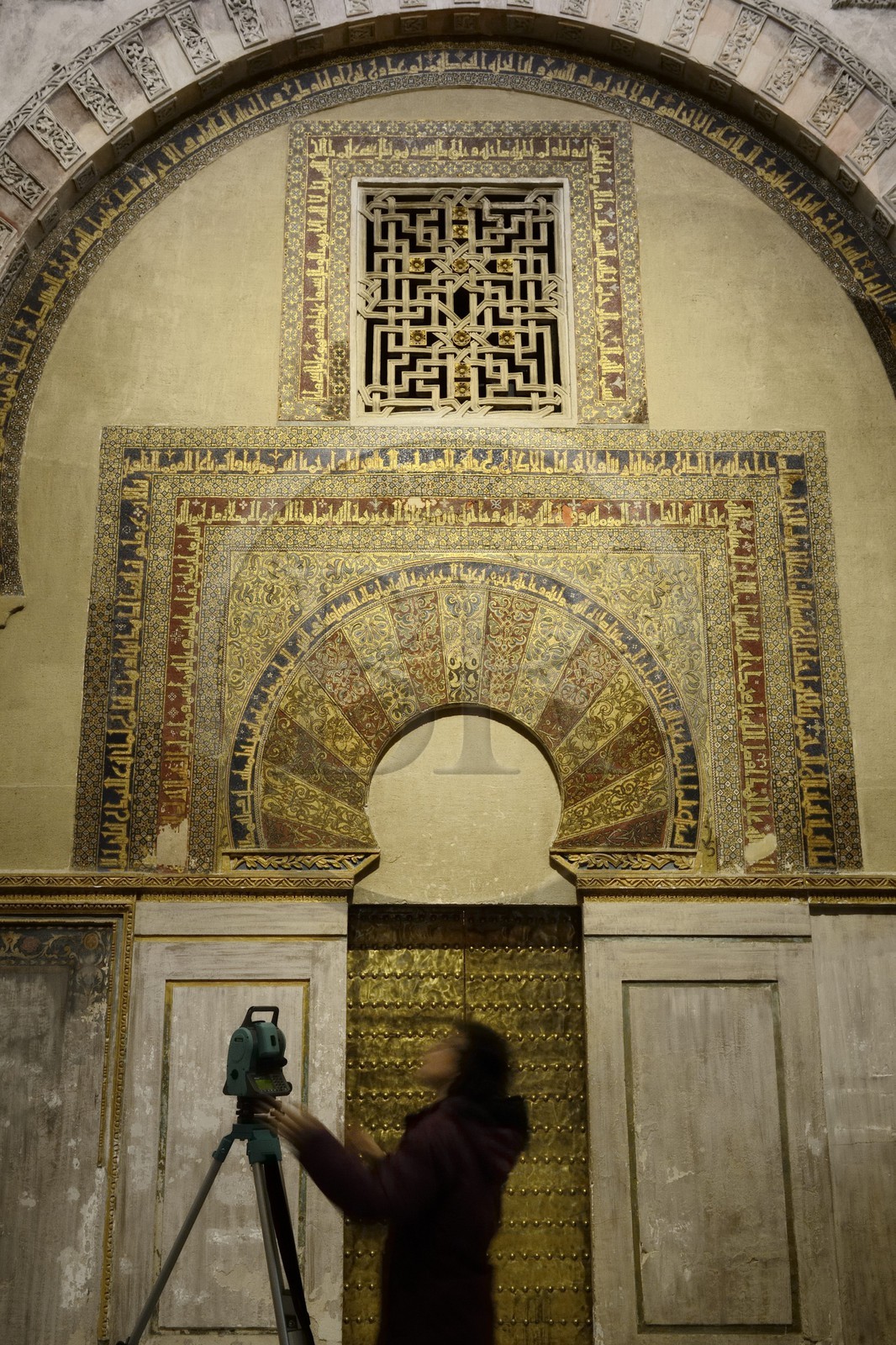 Espagne, Andalousie, Cordoue, centre historique classé Patrimoine Mondial de l'UNESCO, la Mezquita, mosquée-cathédrale, le mihrab de la mosquée orné de mosaïques bysantines Xème siècle