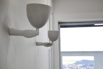 France, Var, Hyeres, the Villa Noailles by architect Robert Mallet Stevens, wall lights designed and produced by Alberto Giacometti