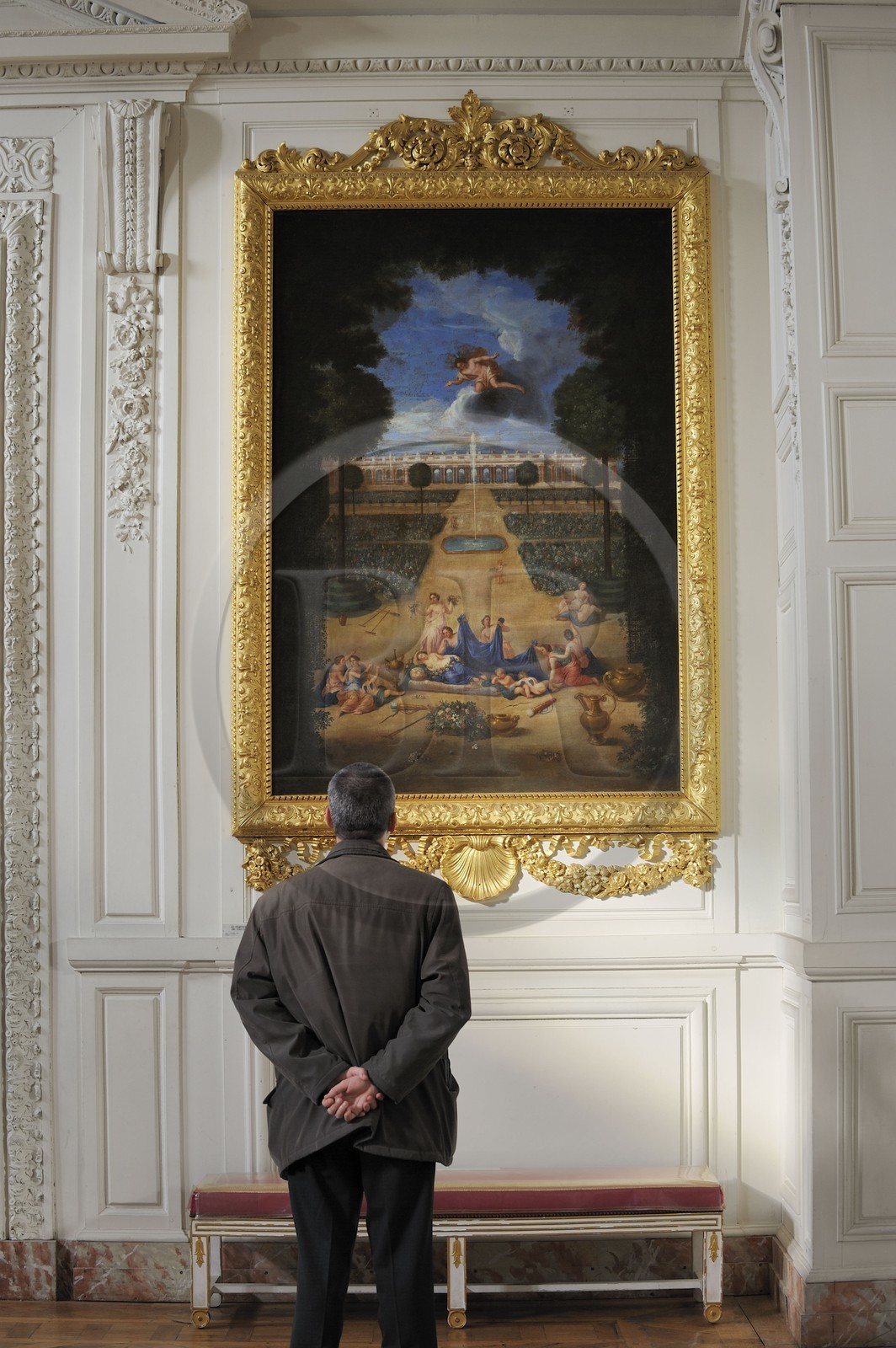 France, Yvelines (78), château de Versailles, classé Patrimoine Mondial de l'UNESCO, le Grand Trianon, la Galerie expose 21 tableaux représentant les bosquets de Versailles de Cotelle