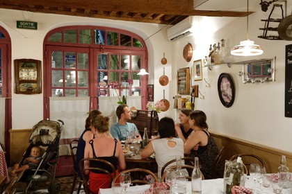 France, Rhône (69), Lyon, quartier de la Croix-Rousse, restaurant le Bouchon des filles