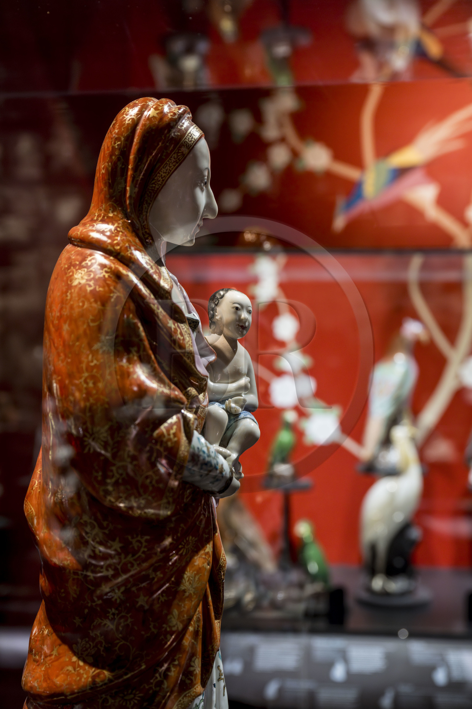 France, Morbihan (56), Port-Louis, la citadelle de Port-Louis, musée de la Compagnie des Indes, statue de la Vierge à l'Enfant, chine 1757 sous les traits de Konuan Yin