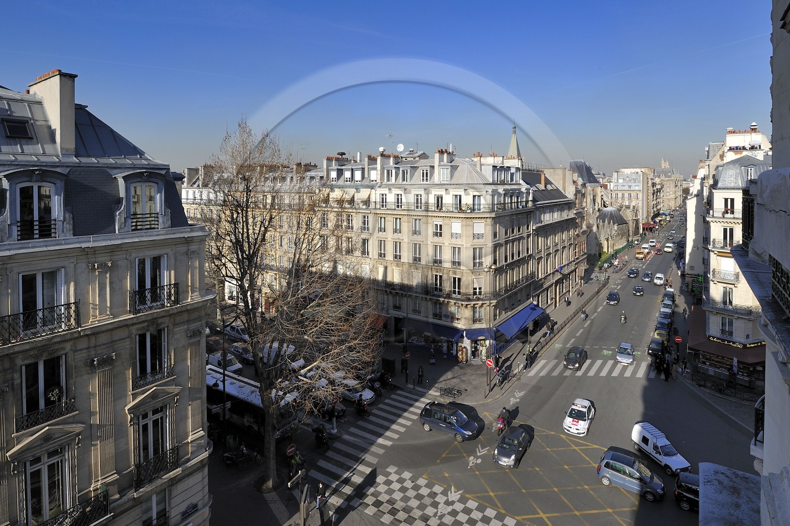 France, Paris, the Boulevard Saint Germain and the rue Saint Jacques crossroad