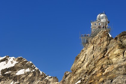 Switzerland, Canton of Bern, Bernese Oberland, Jungfrau Aletsch Bietschhorn (3 454 m) called the Top of Europe, listed as World Heritage by UNESCO, the Sphinx observatory