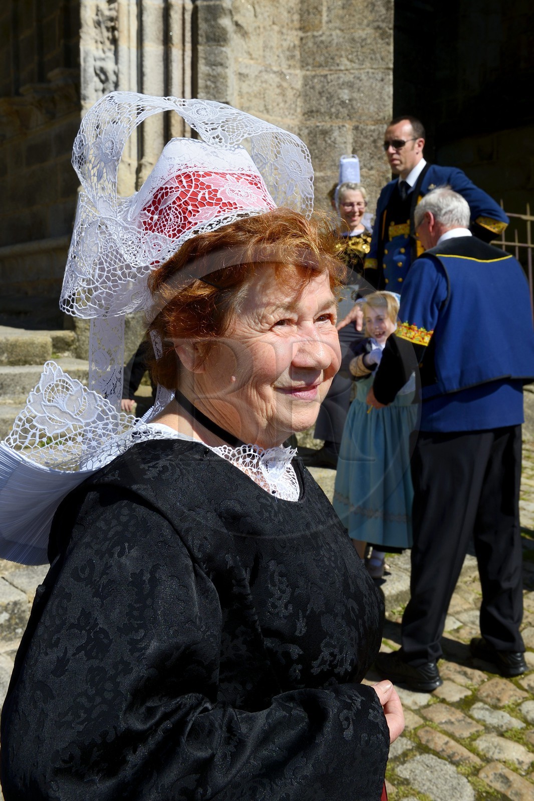 France, Finistere, Locronan, procession of the small Tromenie, breton traditional costume