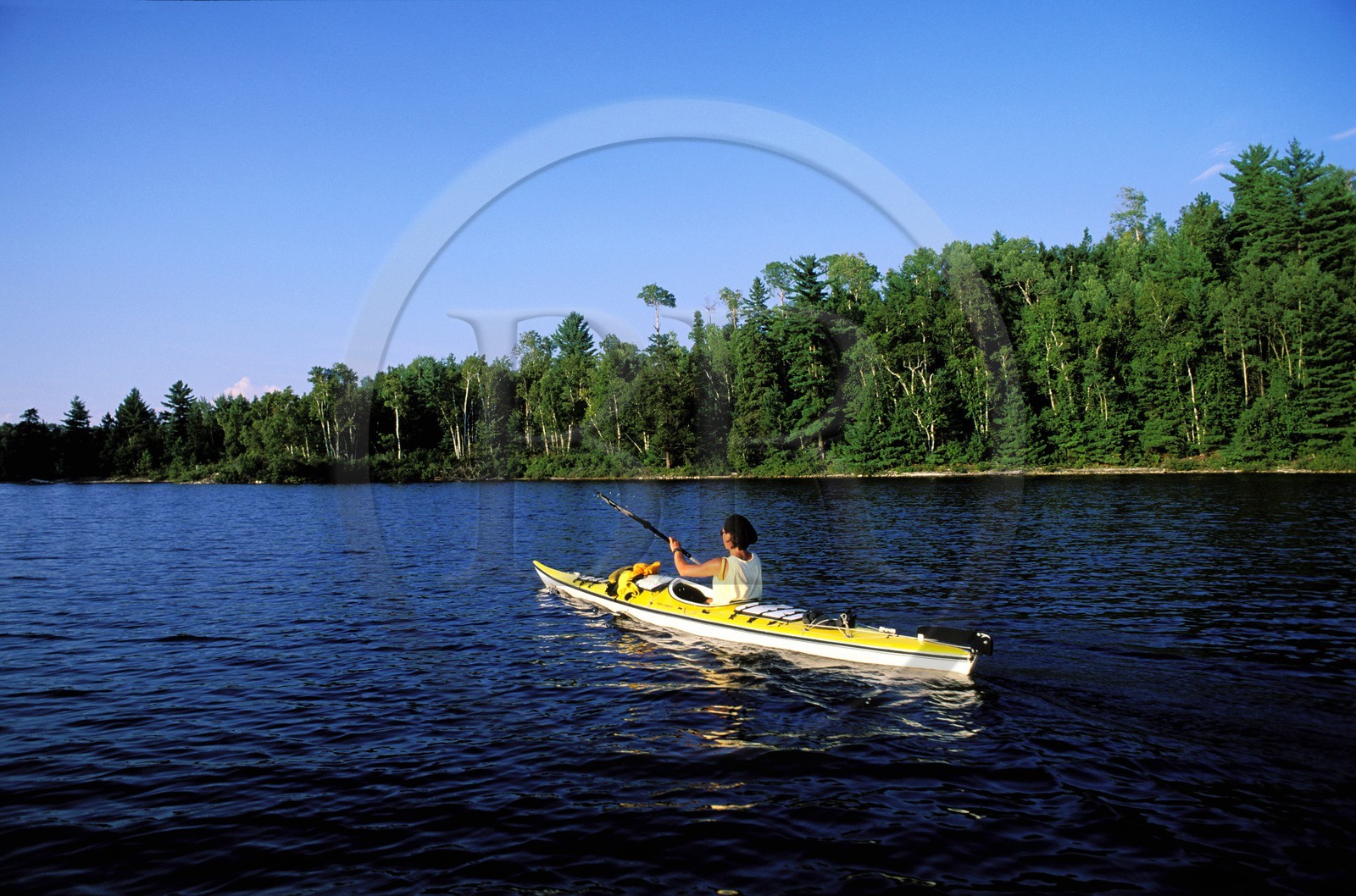 Canada, Quebec Province, La Verendrye Wildlife Reserve, sea kayak on the lake Victoria