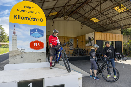 France, Vaucluse, Parc Naturel Regional du Mont Ventoux, Bedoin, Reve de Velo, bicycle sales and rental store at km 0 of the Mont Ventoux climb