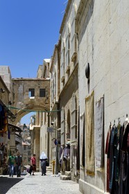 Israel, Jerusalem, holy city, the old town listed as World Heritage by UNESCO, the Via Dolorosa in the Muslim Quarter, Ecce Homo arch that is a former Roman triumphal arch