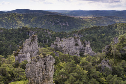 France, Aveyron (12), Causses et les Cévennes, paysage culturel de l'agro-pastoralisme méditerranéen, classés Patrimoine Mondial de l'UNESCO, Causse Noir, La Roque-Sainte-Marguerite, chaos de Montpellier-le-Vieux, la Cité de Pierres