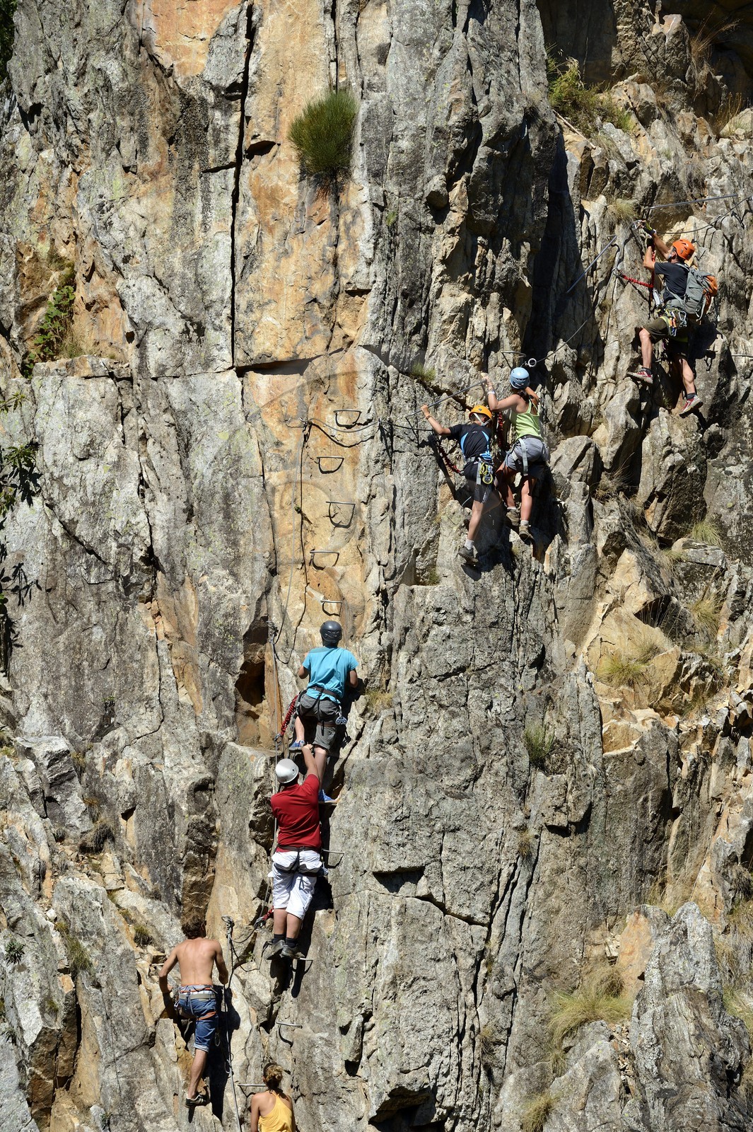 France, Ardèche (07), Parc Naturel Régional des Monts d'Ardèche, Thueyts, la haute-vallée de la rivière Ardèche, La via ferrata du Pont du diable