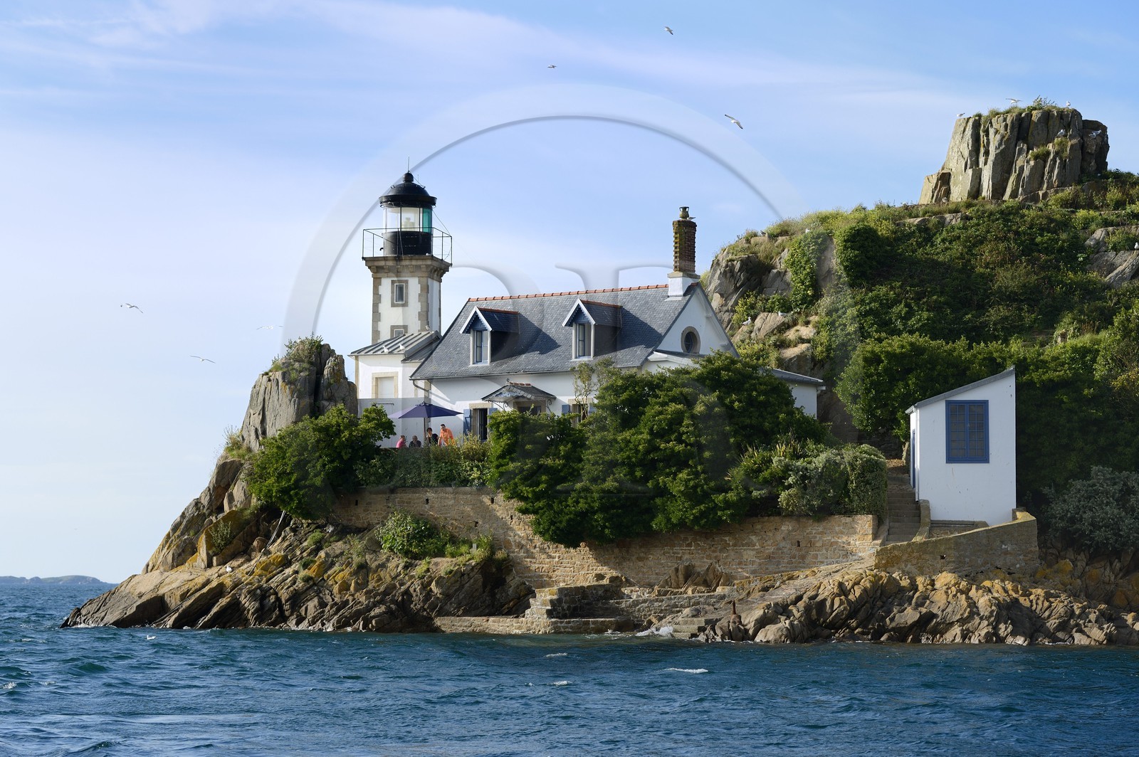 France, Finistere, Morlaix bay, Carantec, lighthouse of Louet island (also a guest house in summer)