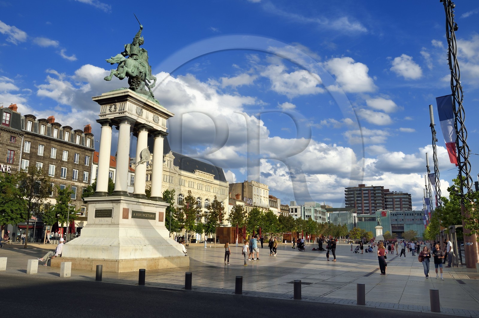 France, Puy de Dome, Clermont Ferrand, the Jaude square and Vercingetorix statue by Bartholdi
