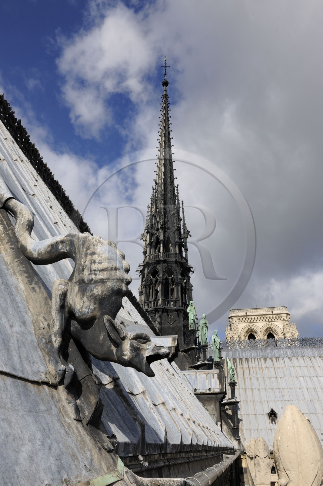 France, Paris (75), île de la Cité, la cathédrale Notre-Dame, gargouille sur le toit