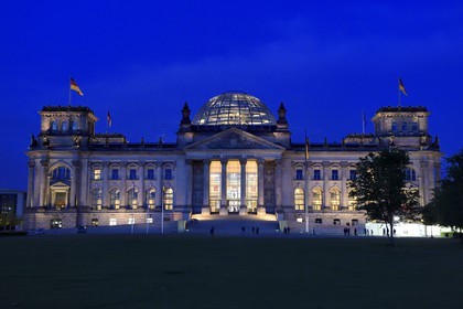 Germany, Berlin, the Reichstag with the Bundestag(German Parlement since 1999) glass dome by the architect Sir Norman Foster