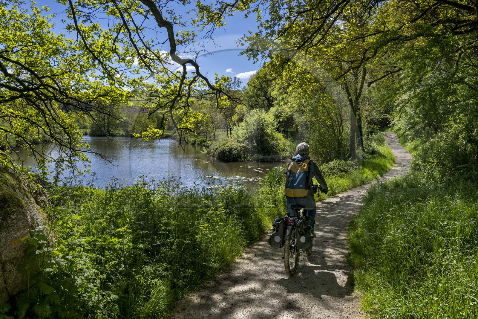 France, Vendee, Saint Laurent sur Sèvre, cycling on the Vendée Vélo Tour cycle route