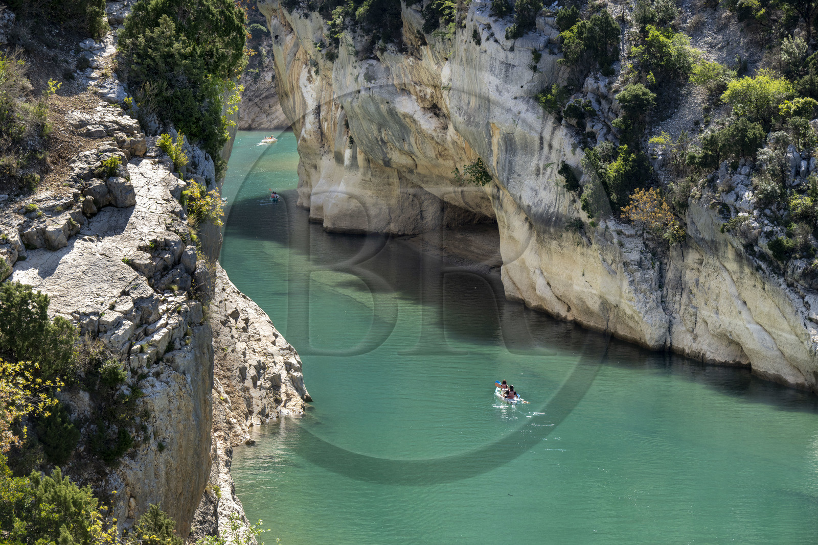 Var on the Left Bank and Alpes de Haute Provence on the Right Bank, Parc Naturel Regional du Verdon, the Verdon Gorge opening onto Lake St. Croix
