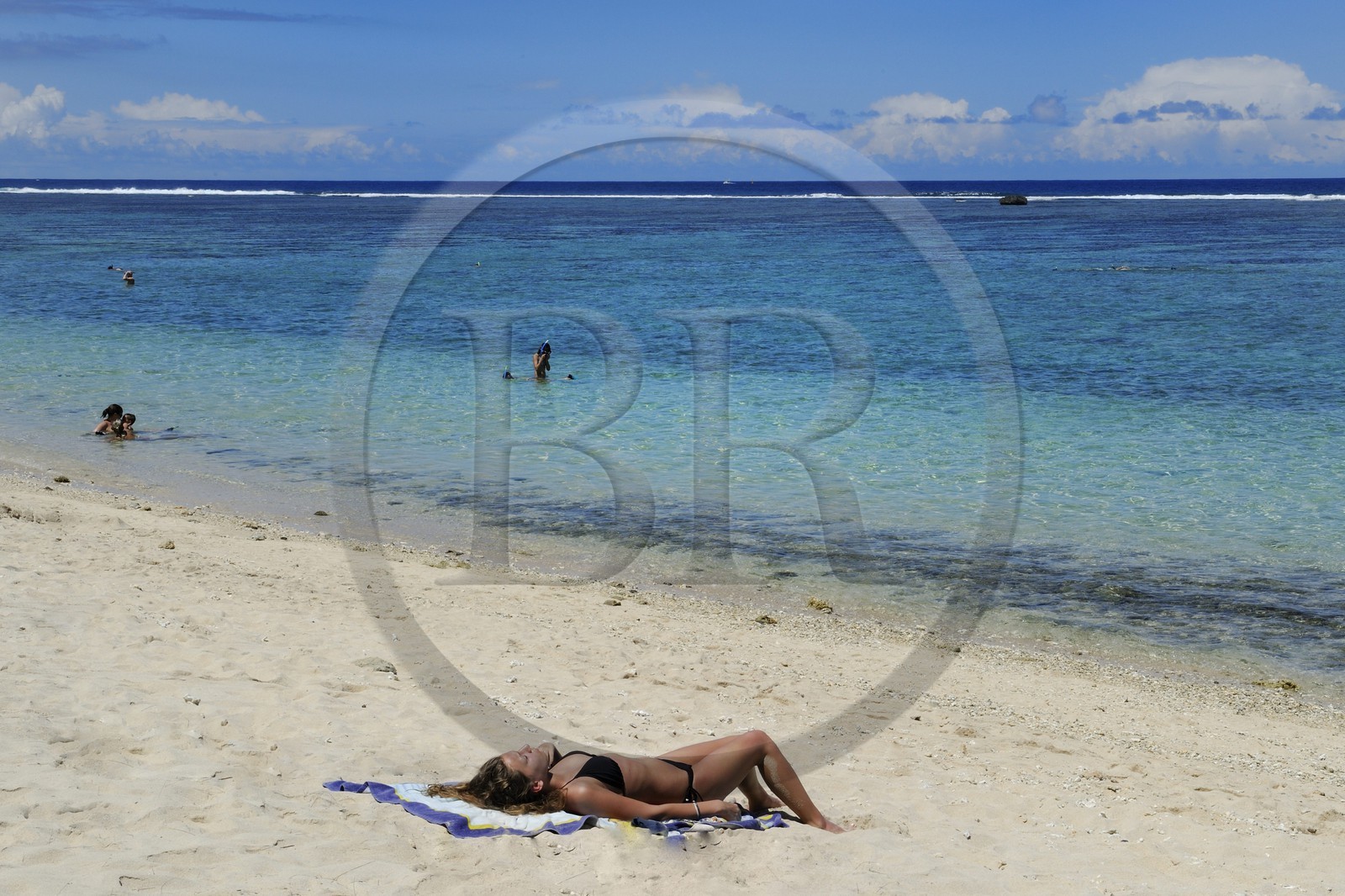 France, île de la Réunion, la Cote Ouest, plage du lagon de Saint-Gilles-Les-Bains à l'Ermitage-les-Bains