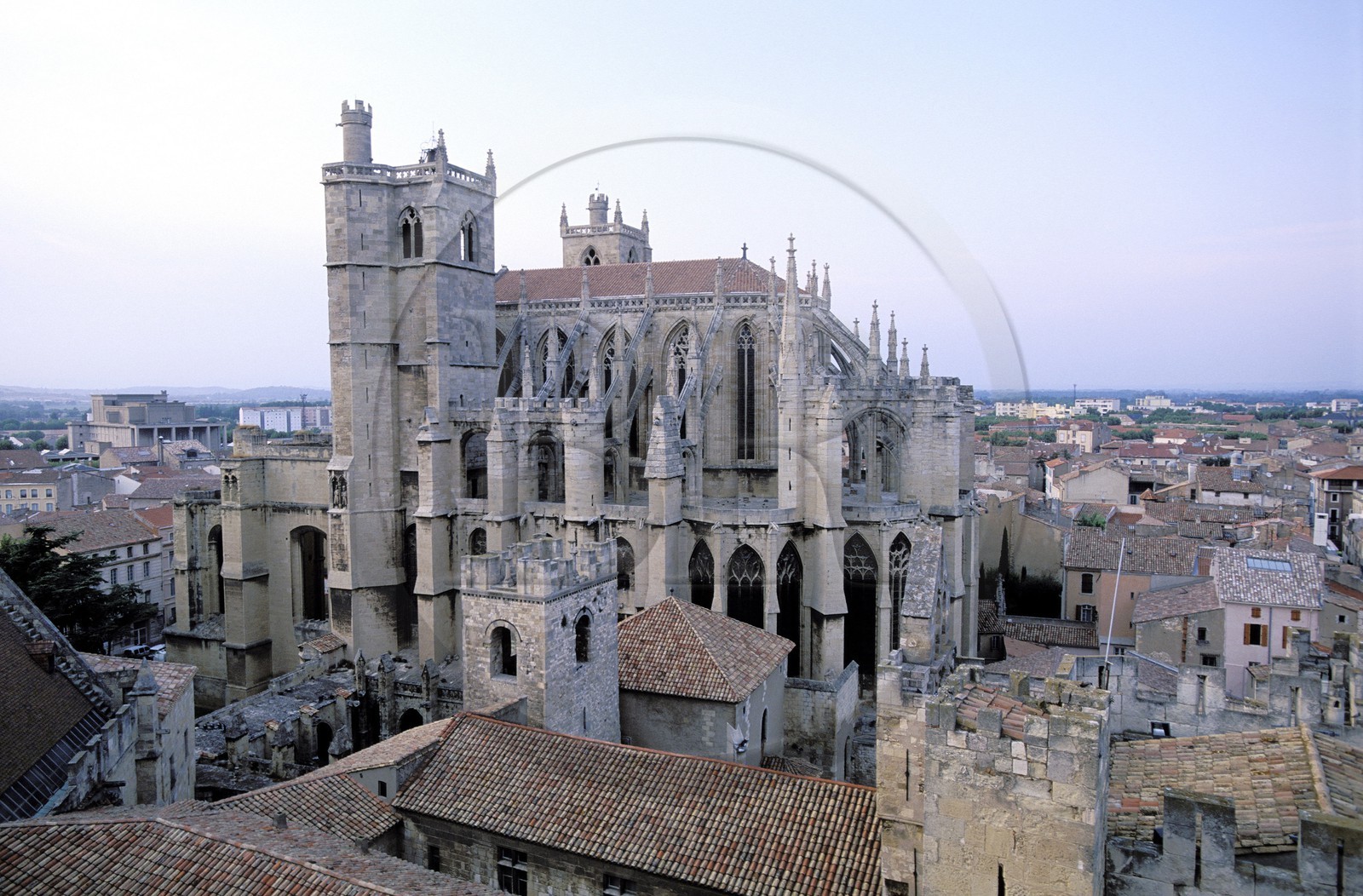 France, Aude, Archbishops palace (on left) and Saint Just and Saint Pasteur cathedral in Narbonne