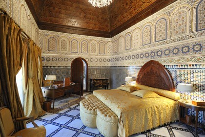 Maroc, Moyen Atlas, Fès, ville impériale, hôtel Sofitel Palais Jamai, chambre de la suite de Mohamed VI lorsqu'il était prince