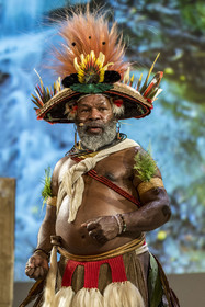 France, Paris, UNESCO Headquarters, conference at Earth University on November 25, 2022, Papuan Chief Mundiya Kepanga