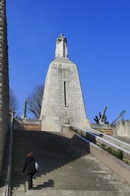 France, Meuse, Verdun, Monument a la Victoire (Monument to the Victory ) of architect Leon Chesnay, Memorial Crypt in which files are kept soldiers holding the Medal of Verdun, frank warrior statue atop
