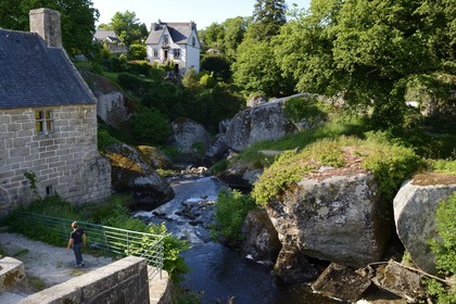 France, Finistere, Parc Naturel Regional d'Armorique (Armorique Natural Regional Park), Huelgoat, granitic chaos of the Huelgoat forest, Chaos of the Argent River just downstream of the mill