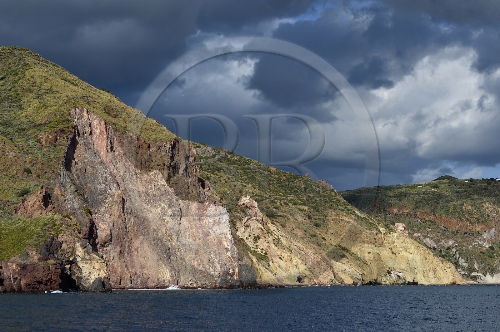 Italy, Sicily, Aeolian Islands, listed as World Heritage by UNESCO, Lipari Island, the cliffs of the southwest coast of the island at Quattrocchi