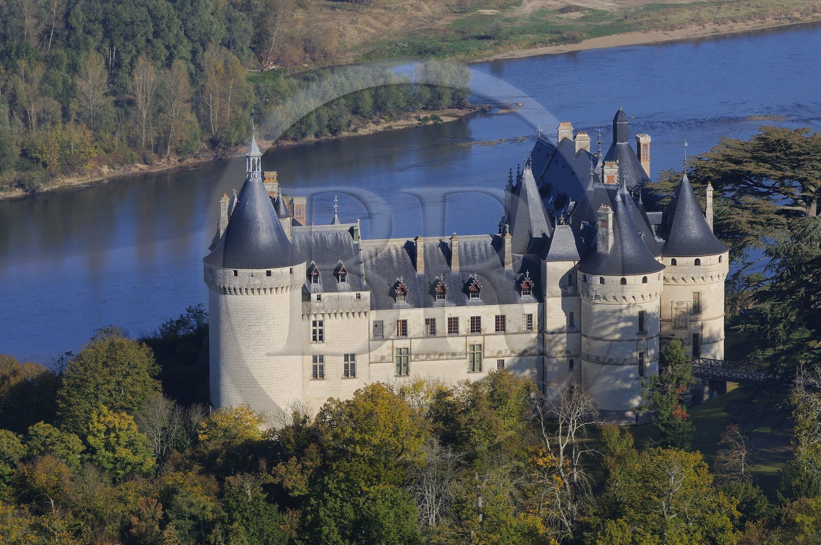 France, Loir et Cher, Loire Valley, listed as World Heritage by UNESCO, Chaumont sur Loire, the castle (aerial view)