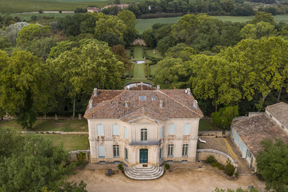 France, Herault, Lavérune, Chateau de l'Engarran, private mansion from the second half of the 18th century called Montpellier Folie (aerial view)