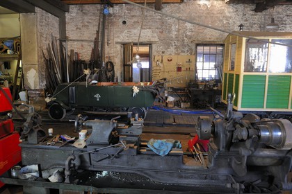 France, Moselle (57), Abreschviller, le petit train anciennement train forestier, ancienne voiture transformée en Draisine Hotchkiss construite par le réseau en 1930 pour le transport des ouvriers