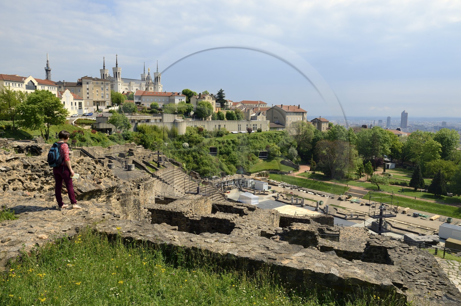 France, Rhône (69), Lyon, site historique classé Patrimoine Mondial de l'UNESCO, colline de Fourvière, théâtre romain