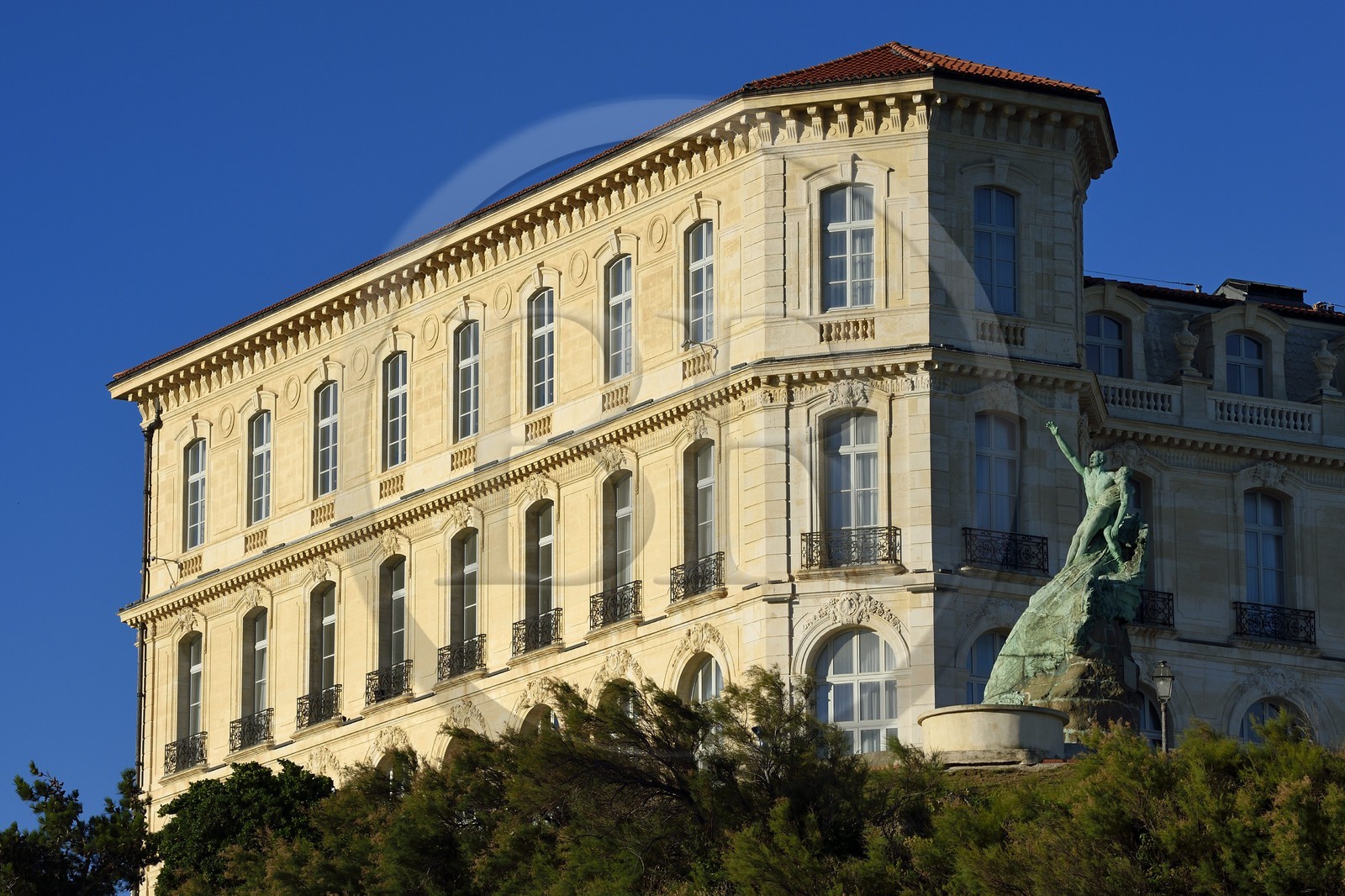 France, Bouches du Rhone, Marseille, Pharo district, entrance of the Vieux Port, palais du Pharo