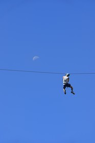 France, Ardèche (07), Parc Naturel Régional des Monts d'Ardèche, Thueyts, la haute-vallée de la rivière Ardèche, La via ferrata du Pont du diable