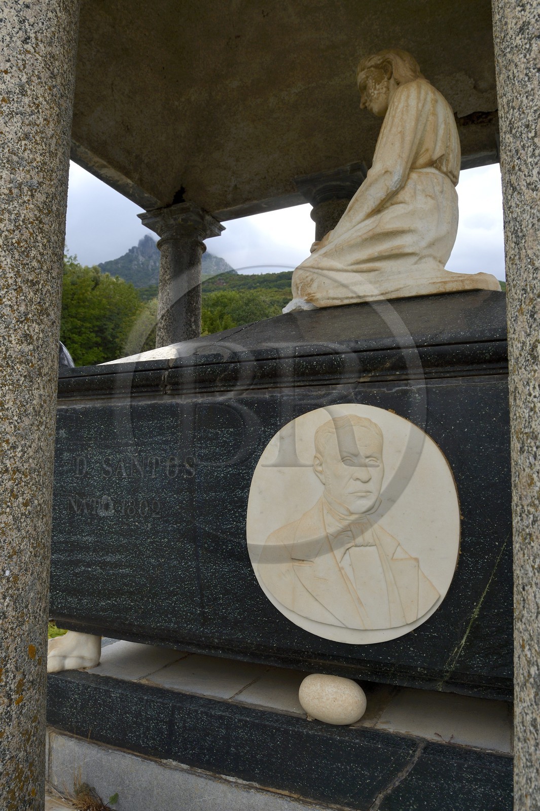 France, Haute Corse, Cap Corse, Sisco Cemetery, grave of Dr. Santos (Toussaint) Gaspari who made his fortune in Venezuela