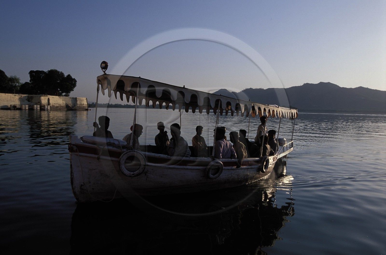 India, Rajasthan State, Udaipur, a boat on the lake Pichola