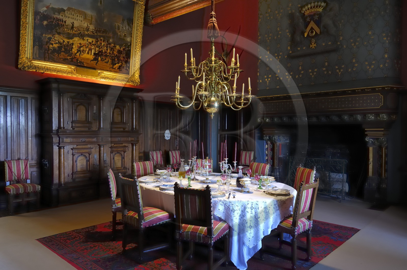 France, Maine et Loire (49), château de Montreuil-Bellay, salle à manger