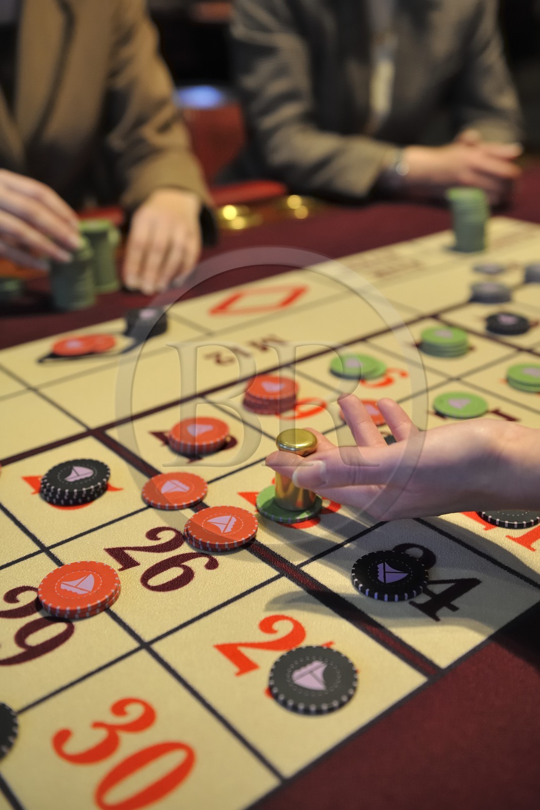 France, Calvados (14), Pays d'Auge, Deauville, le Casino, table de Roulette anglaise