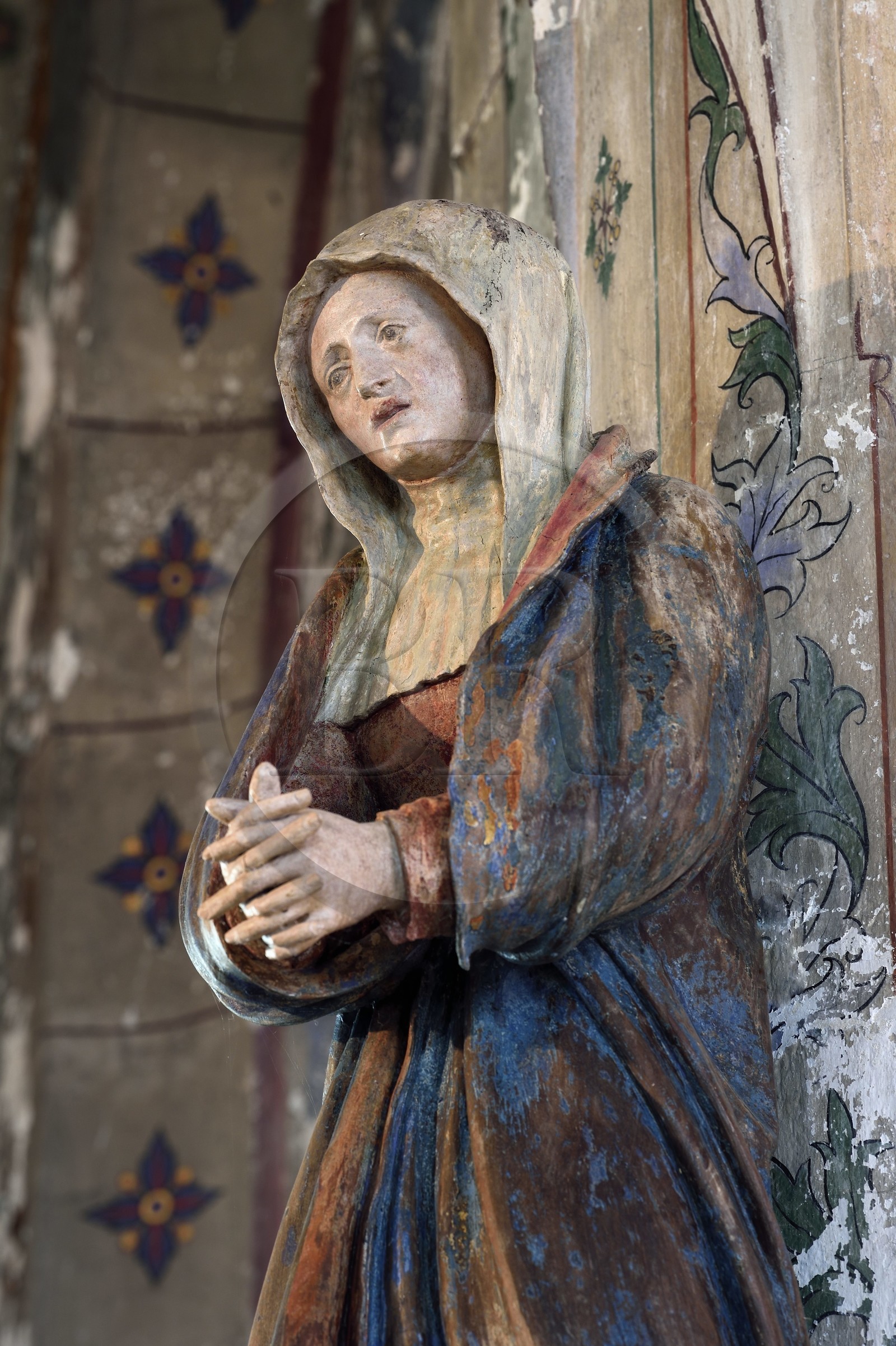 France, Meuse (55), Génicourt-sur-Meuse, église Sainte-Marie-Madeleine, statue de la Vierge attribuée au sculpteur Ligier Richier (XVIème siècle)