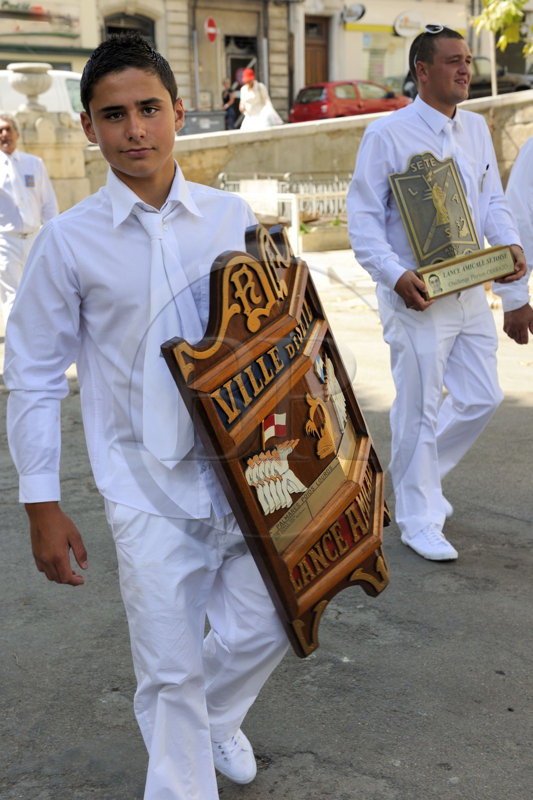 France, Hérault (34), Sète, fête de la Saint Louis, défilé des jouteurs et du pavois
