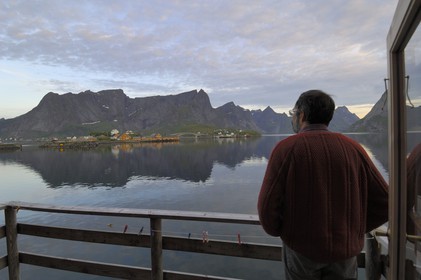 Norvège, Nordland, Iles Lofoten, Ile de Moskenes, le Kjerkefjorden à Reine