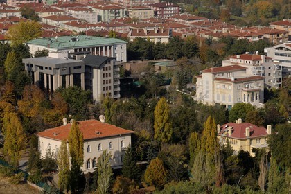 Turkey, Central Anatolia, Ankara, modern city, Embassy area (Embassy of France in green roof)