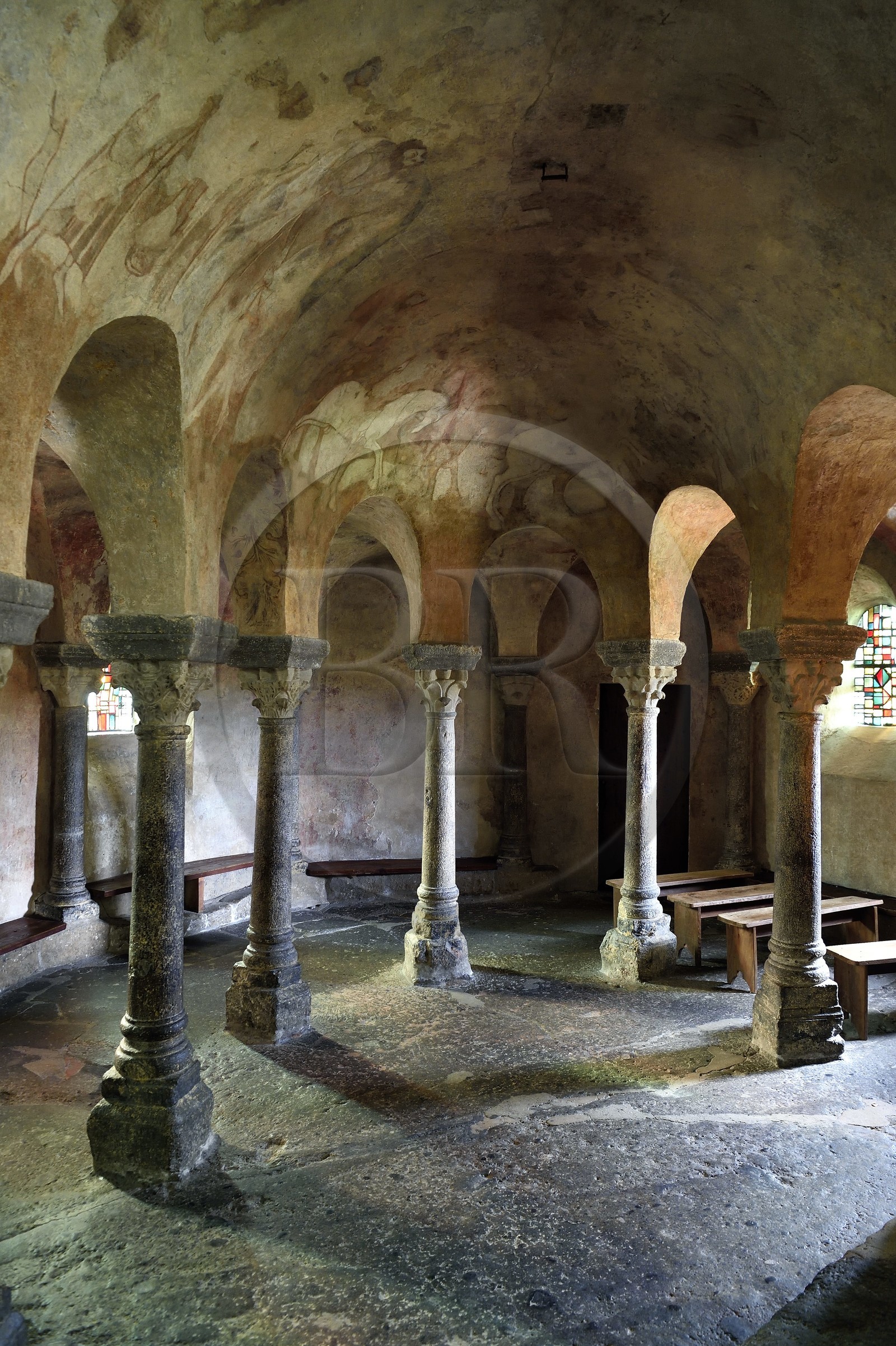 France, Haute-Loire (43), Aiguilhe, commune limitrophe du Puy-en-Velay, étape classée Patrimoine Mondial de l'UNESCO dans le cadre des chemins de Compostelle, la Chapelle Saint-Michel d'Aiguilhe