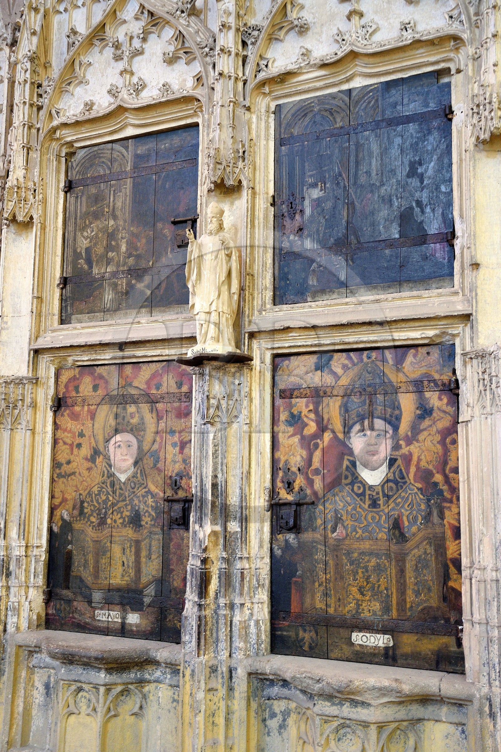 France, Allier (03), former province of Bourbonnais, Souvigny, the cluniac priory church of Saints Peter and Paul (prieuré Saint-Pierre-et-Saint-Paul), ducal necropolis of the Dukes of Bourbon, the cabinet of relics (15th century) dedicated to Saint Mayeul and Saint Odilon who were both abbots of Cluny