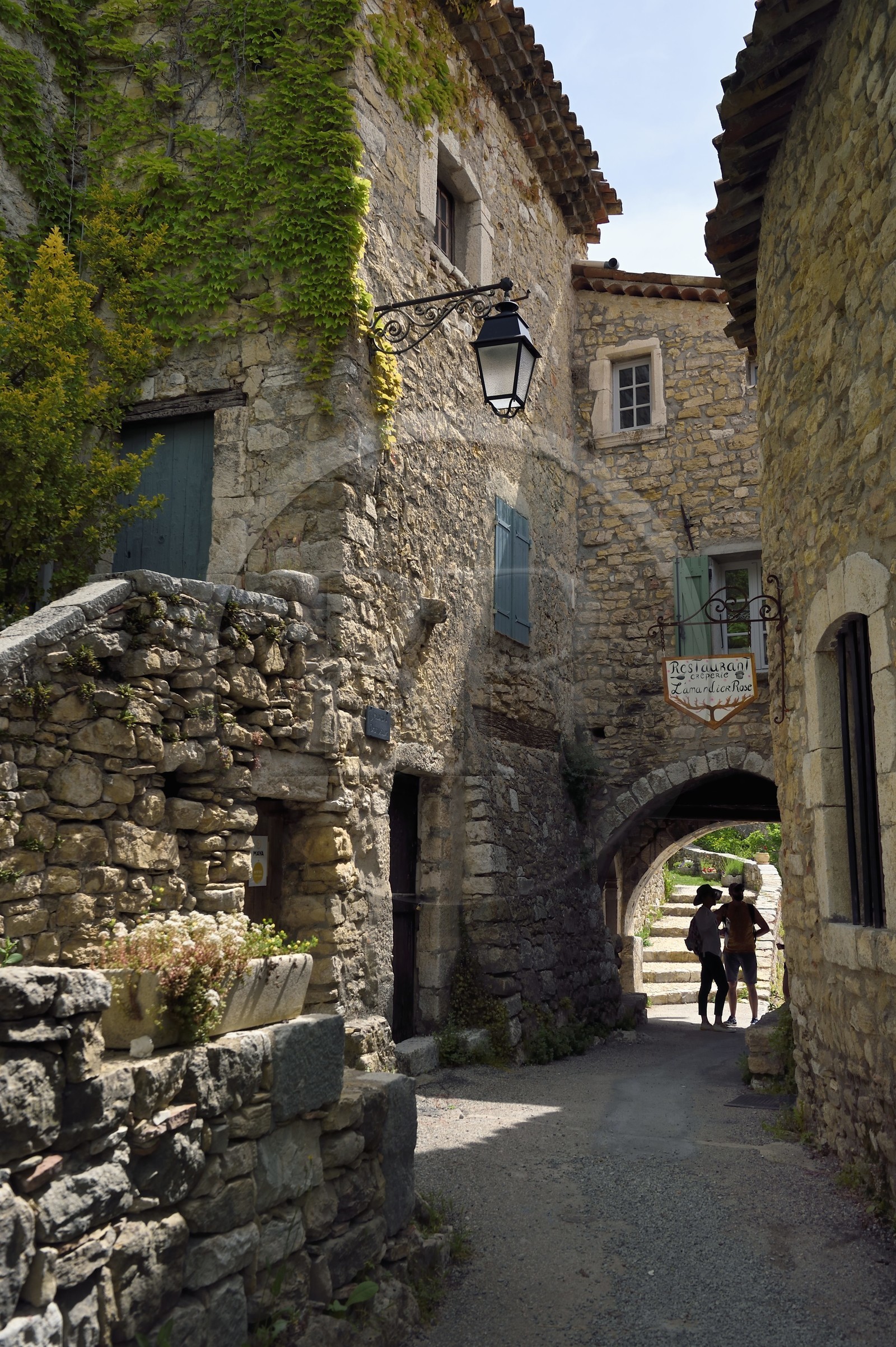 France, Var, Verdon Regional Natural Park, Bargeme village, labelled Les Plus Beaux Villages de France (The Most Beautiful Villages of France), communal oven porch